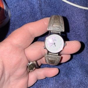 Indigo Silver Watch with Intricate Band